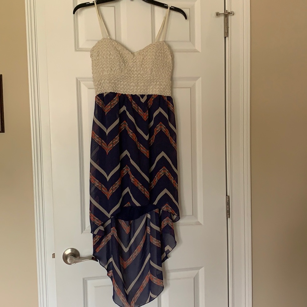 Cream and navy flowing dress